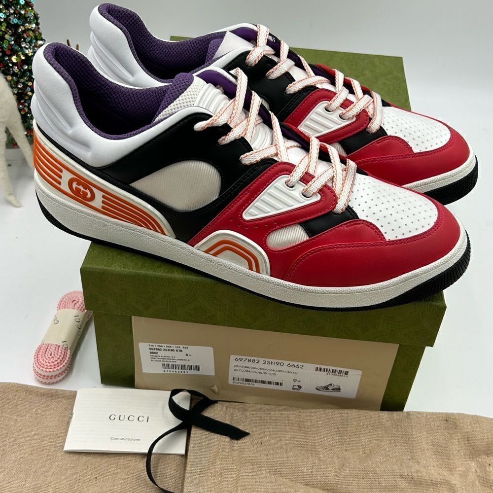 Men’s Gucci basket low top sneakers size 9.5 made in Italy - Picture 9 of 10